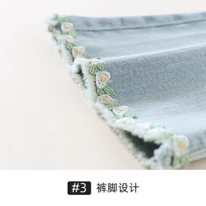 Quần Bé Gái Xuân Thu Mùa Xuân Mới Quần Loe Trẻ Em Mùa Xuân Quần Jean Quần Loe Đa Năng