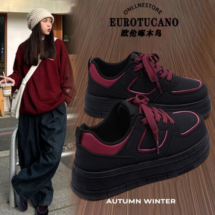Giày thể thao màu đen Oulun màu hồng thông thường dành cho nữ
