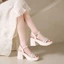 Bện Gót Dày La Mã Giày Sandal Nữ Mùa Hè Mới Thời Trang Giày Nữ Chống Thấm Nước Nền Tảng Nêm G