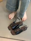 Giày Sandal Da Mềm Cho Nữ Mùa Hè Phong Cách Mới Retro Pháp Cổ Tích Phong Cách Đi Biển Đế Bằng