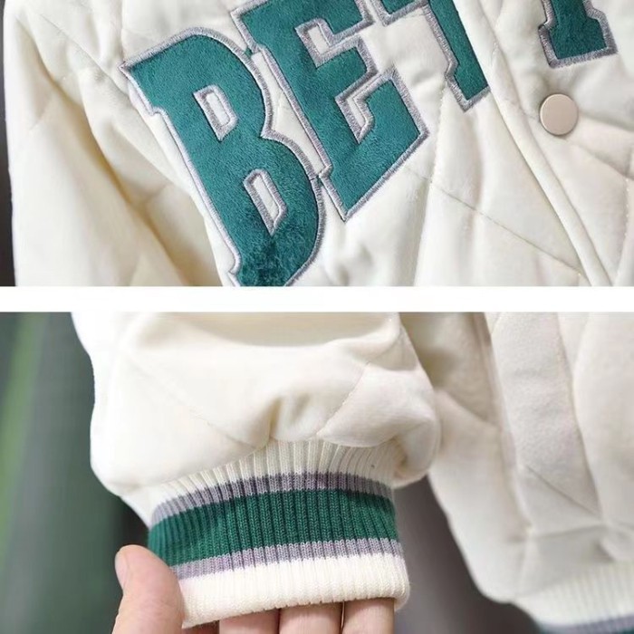 Đồng phục bóng chày phong cách Hàn Quốc cho bé trai và bé gái, áo khoác cotton ngắn, áo khoác