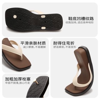 Dép xỏ ngón đế dày mỏng dành cho áo khoác ngoài mùa hè của nữ, phối màu retro cao cấp, dép xỏ