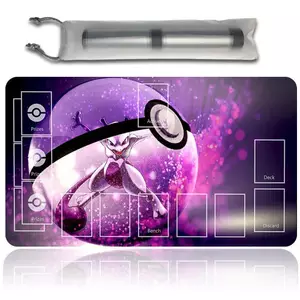 Thảm chơi Pokemon Mewtwo MỚI với vùng thẻ 600 * 350 * 2mm Thảm chơi trò chơi cao su của TCG