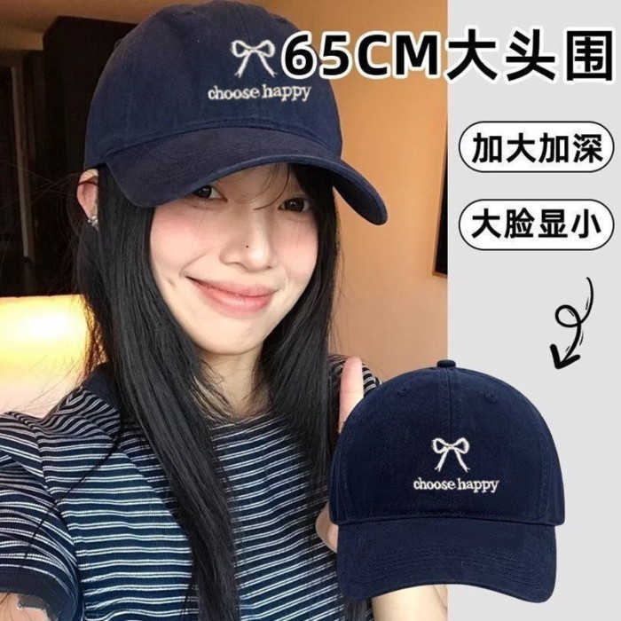 Mũ bóng chày nữ phiên bản Hàn Quốc, mũ lưỡi trai thắt nơ, kiểu dáng mới đa năng, thêu đầu to,