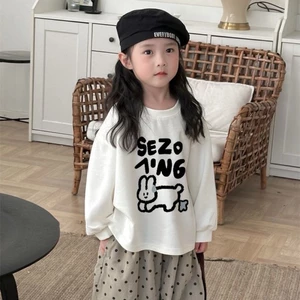 phiên bản Hàn Quốc xuân thu cotton nguyên chất áo thun thời trang rộng rãi cho trẻ em bé gái mới