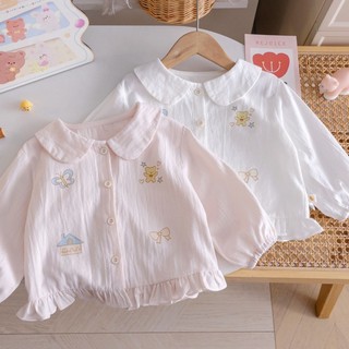 Bé Gái Hoạt Hình Hàn Quốc Áo Sơ Mi Mùa Thu Mới In Hình Dễ Thương Áo Sơ Mi Babydoll Bé Gái Thời T