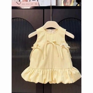 Bé gái váy bong bóng mini Hàn Quốc váy mùa hè mới không tay đuôi cá nơ tank top
