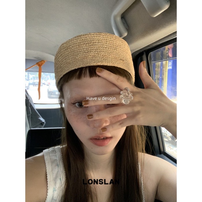 Have u desgin Thiết kế mùa xuân mùa hè tay Raffia Beret Phù hợp dễ thương