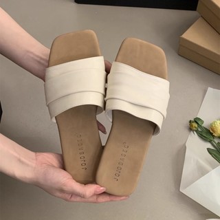 Dép vải lanh Hàn Quốc cho nữ, Giày đi biển đi biển đáy phẳng mùa hè, Dép một dây phong cách c