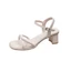 Giày sandal gót dày kiểu Pháp dành cho nữ mới thời trang mùa hè đính đá cổ tích kèm váy tính