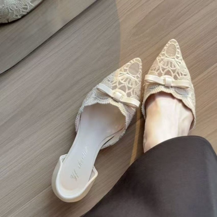 Giày tăng chiều cao 4cm, giày đế mềm phối váy, giày sandal Mary Jane phối ren kiểu Pháp cho nữ