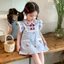 Mùa Hè Nữ Kẻ Sọc Bể Đầm Trẻ Em Họa Tiết Hoa Kẻ Sọc Đầm Công Chúa Thời Trang Bé Gái