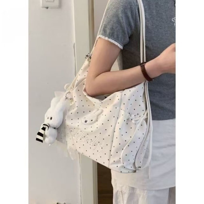 Túi tote chấm bi Niche thời trang mới túi đeo vai sức chứa lớn túi đi làm màu hồng
