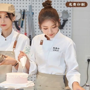 Cửa Hàng Món Tráng Miệng Đầu Bếp Quần Áo Làm Việc Tùy Chỉnh Làm Bánh Trang Trí Mùa Thu Đông Dài Tay Chống Thấm Nước Đầu Bếp Đồng Phục Dành Cho Nam Và Nữ
