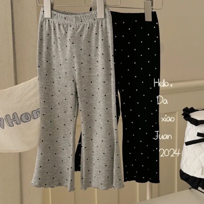 Quần ống loe chấm bi bé gái, quần legging xuân hè trẻ em, quần chống muỗi phiên bản Hàn Quốc,