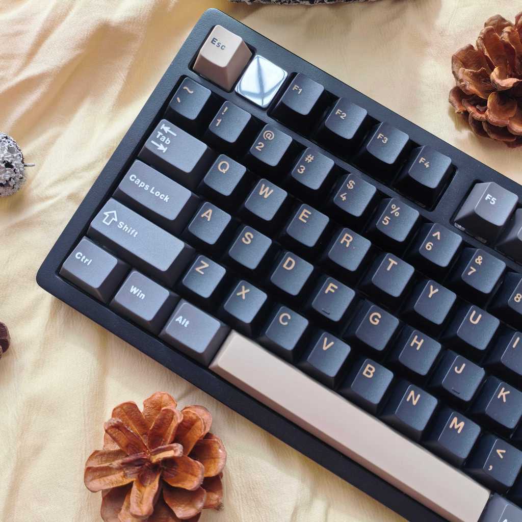 Obsidian Black Double Shot PBT Keycaps 128 Phím Cherry Profile Custom ...