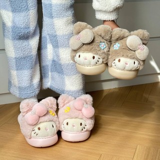 Dép Cotton Nữ Mùa Đông 2025 Phong Cách Mới Trong Nhà Dễ Thương Mèo Con Cha Mẹ-Con Ấm Áp Lông Baotou Dép Cotton