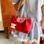 Túi nylon kẻ sọc đỏ dung tích lớn di động phong cách Hàn Quốc lười biếng đi lại và đi chơi Túi