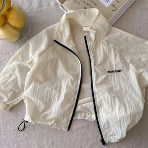 Trẻ Em Chống Nắng Mùa Hè Bé Gái Màu Trơn Mỏng Dài Tay Áo Khoác Bé Mới Dây Kéo Top Bé Trai