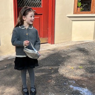 Áo len cardigan bé gái dệt kim áo khoác ren khâu ngọt ngào