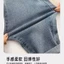 trẻ em quần denim mùa xuân phong cách mới bé trai và bé gái khuôn mặt tươi cười dáng rộng phong