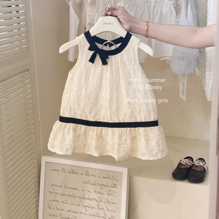 Đầm dài trung bình bé gái Pháp váy công chúa jacquard bé gái vest váy phong cách mùa hè váy n