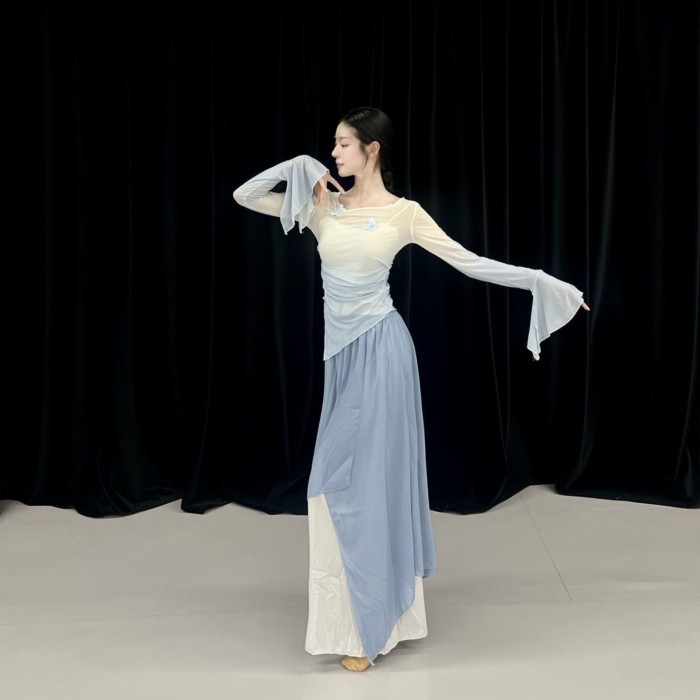 Khiêu vũ cổ điển gradient nhịp điệu cơ thể bướm kèn tay gạc thực hành quần áo khiêu vũ múa dân tộc