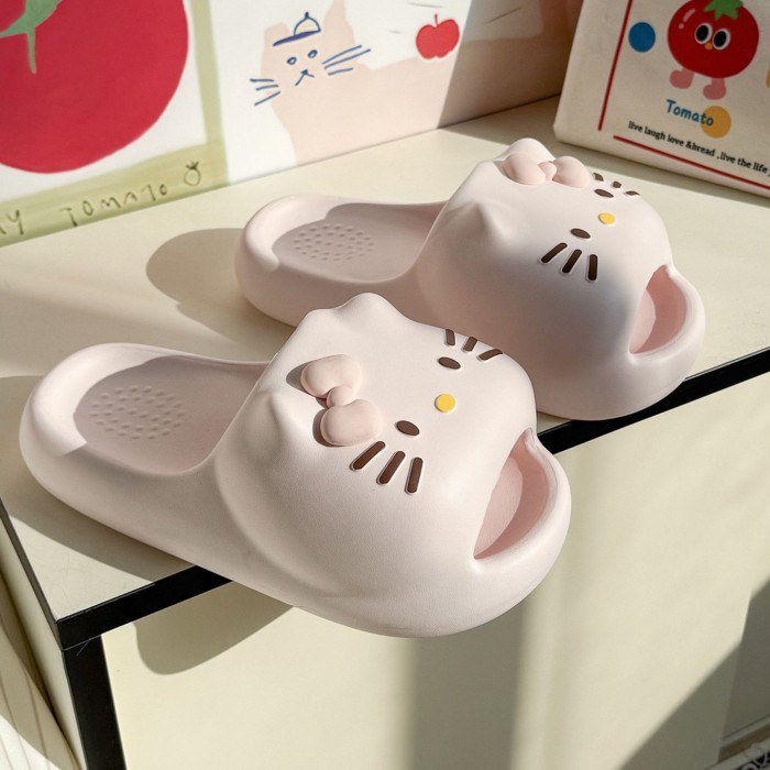 Dép mèo kitty ở nhà cho nữ sinh, dép đế mềm có cảm giác phân, dép mèo mùa hè cho nữ, mặc ngoài chốn