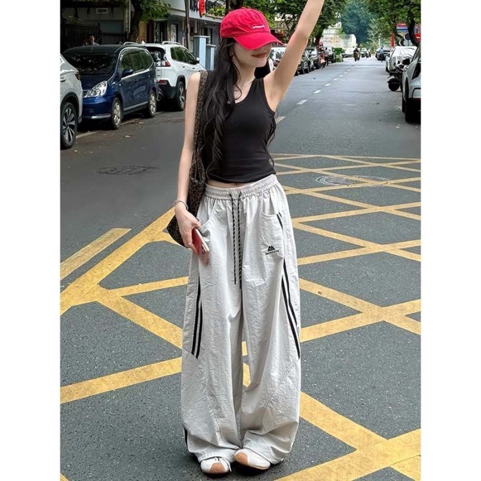 Quần yếm nữ nhanh khô màu xám mỏng mùa hè, quần legging thể thao cạp cao xếp nếp kiểu Mỹ, quầ