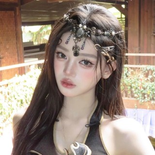 Vòng cổ cổ điển đính cườm Bohemian cổ điển hai mục đích kỳ lạ Hanfu ngọc trai tua rua mặt dây
