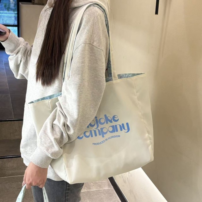 Túi tote đeo vai lười đi lại sức chứa lớn phong cách mới, ba lô hai mặt đa năng xếp li sành đi