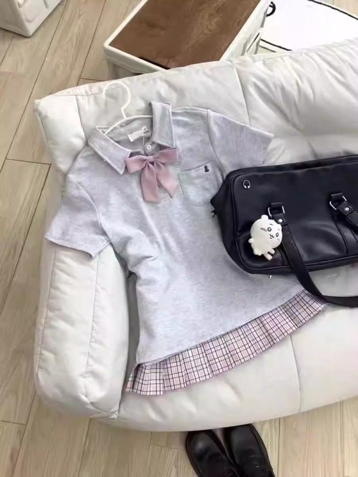 Áo sơ mi Polo ngắn tay có cổ dáng suông giản dị kiểu hàn quốc tay lỡ dành cho đi học