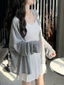 Hàn Quốc Màu Trắng Dịu Nhẹ Chống Nắng Ice Silk Áo Khoác Nữ Mùa Hè Lười Rời Ice Silk Cardigan