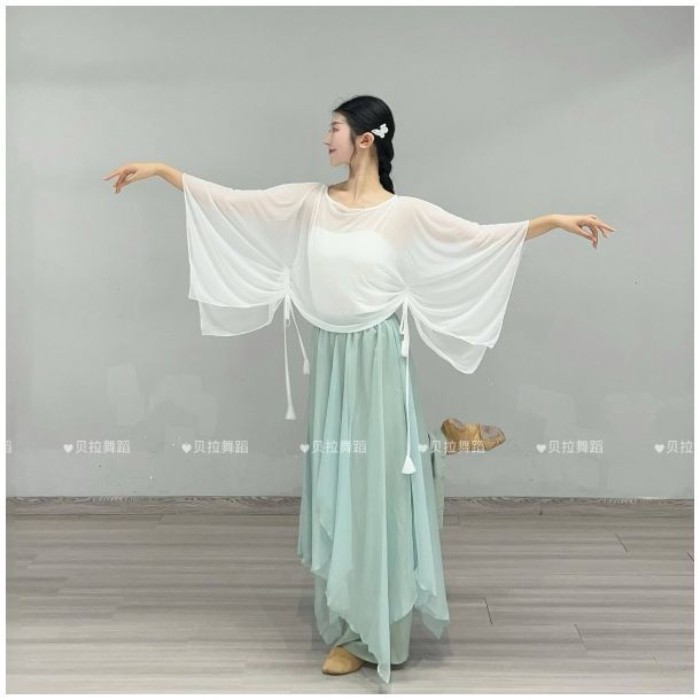 vần điệu nhảy cổ điển gạc nữ thanh lịch áo lưới dáng rộng quần áo tập nhảy hiện đại