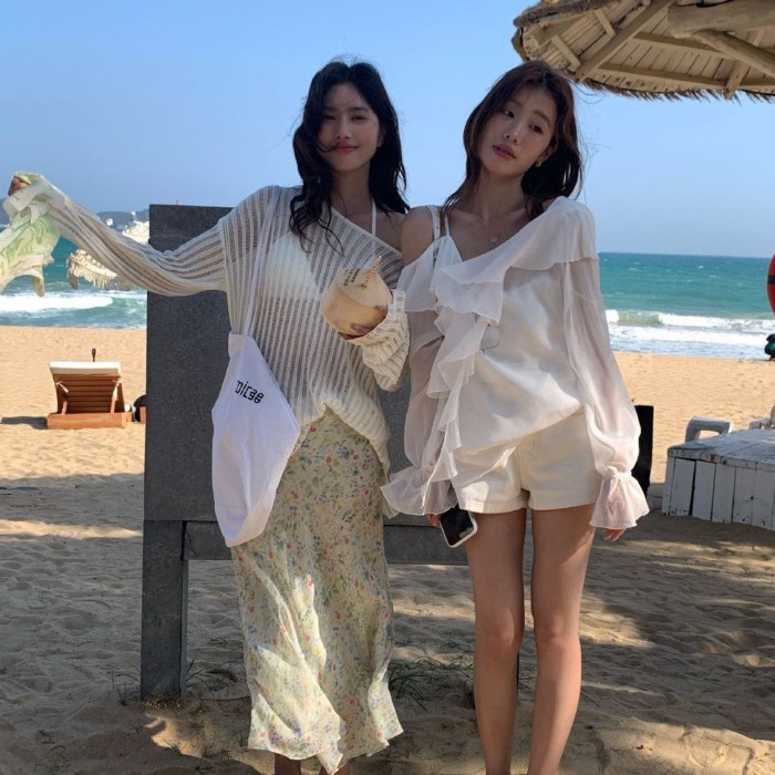 Lan ~ Trà xanh chanh Vườn cổ tích Pháp eo cao ôm hơn Váy mùa hè hoa