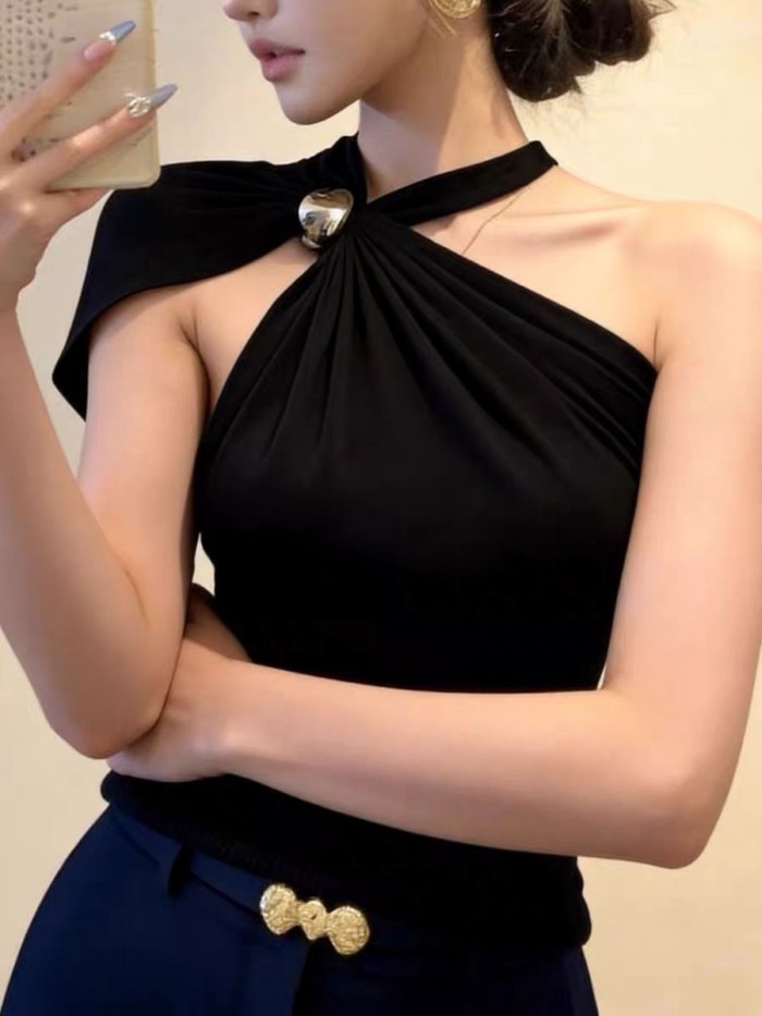 Áo trễ vai gợi cảm của Mỹ dành cho nữ mùa hè mới hot girl giảm béo khí chất áo ngắn tay đa nă