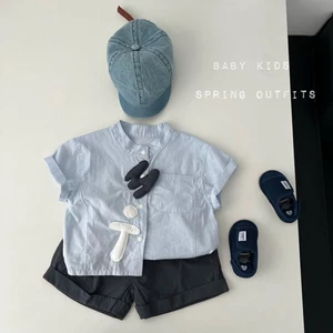Quần áo mùa hè bé trai, bộ đồ hai mảnh áo sơ mi rộng rãi và đẹp trai mùa hè, bộ đồ hai mảnh h