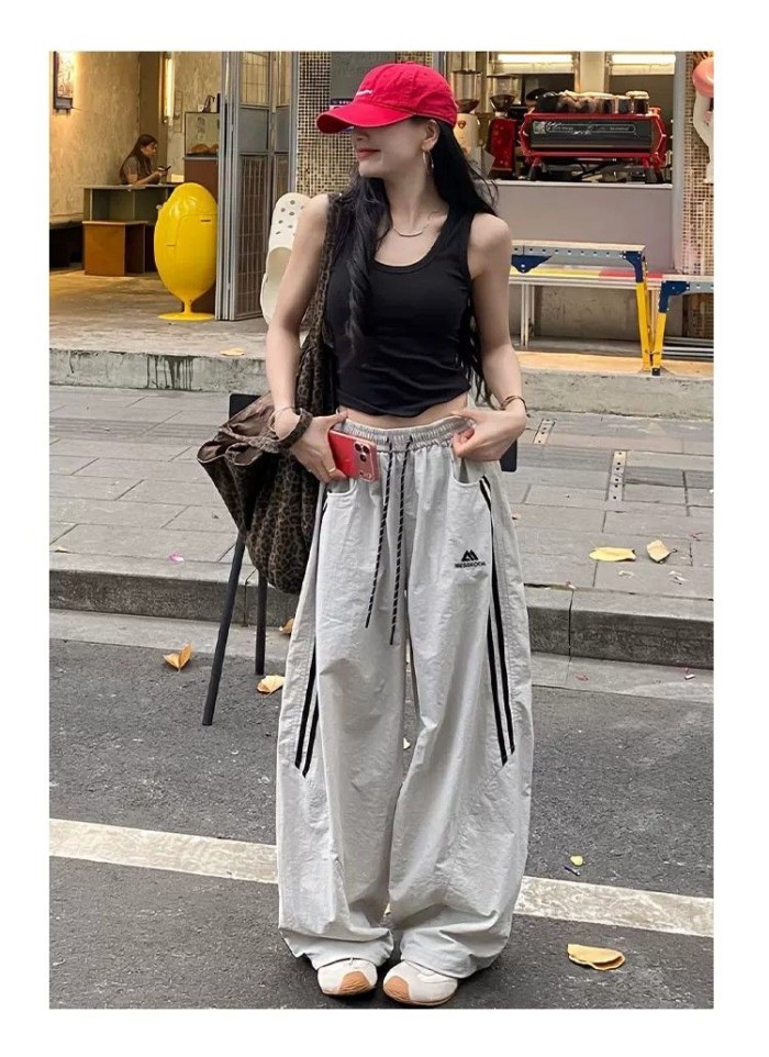Quần yếm nữ nhanh khô màu xám mỏng mùa hè, quần legging thể thao cạp cao xếp nếp kiểu Mỹ, quầ