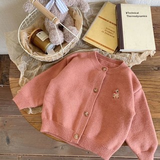 Áo len thêu họa tiết bé trai và bé gái mặc ngoài len sọc dệt kim áo khoác cardigan quần áo trẻ em h