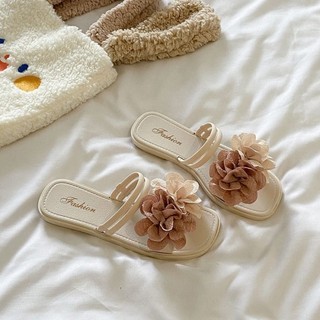 Giày sandal và dép đi trong nhà kiểu Pháp lười biếng kiểu hoa mùa hè dành cho nữ mùa hè phong