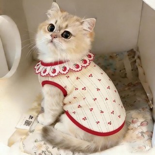 Cat Cherry Vest Mùa hè Thú cưng Quần áo mỏng thoáng khí 0,5-7,5k