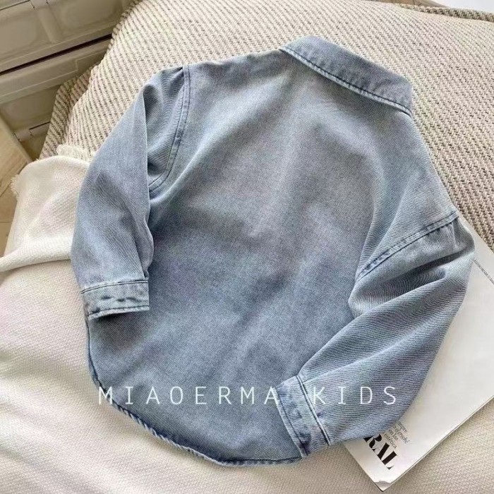 Quần Áo Trẻ Em Áo Khoác Bé Trai Xuân Thu Phong Cách Mới Bé Trai Denim Dài Tay Áo Top Siêu Mềm