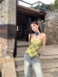 Nguyên Chất Desire Ngọt Hot Girl Nhỏ Yếm Nữ Mùa Hè Áo Khoác Ngoài 2 Lớp Lưng Đẹp Thiết Kế Kẻ