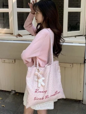 Mùa Xuân Và Mùa Hè Mới Màu Hồng Lãng Mạn Họa Tiết Hoa Túi Đựng Túi Đeo Vai Nữ Sinh Viên Đại Họ