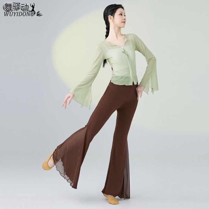 Quần áo tập múa cổ điển, thanh lịch và trang nhã, tập luyện cơ bản, nhảy hiện đại, quần ống loe siê