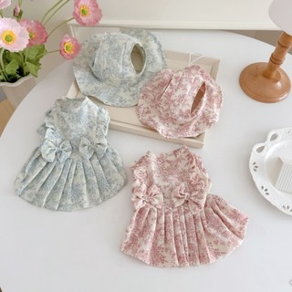 [Hàng có sẵn] Váy trùm đầu mèo sứ trắng xanh Quần áo cho chó thoáng khí mùa hè 0,5-5,5kg