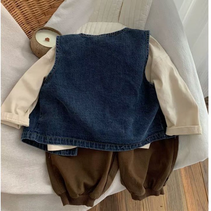 Quần áo trẻ em phong cách Hàn Quốc xuân thu bé gái phong cách mới vest denim trẻ em đa năng á