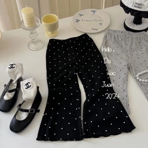 Quần ống loe chấm bi bé gái, quần legging xuân hè trẻ em, quần chống muỗi phiên bản Hàn Quốc,