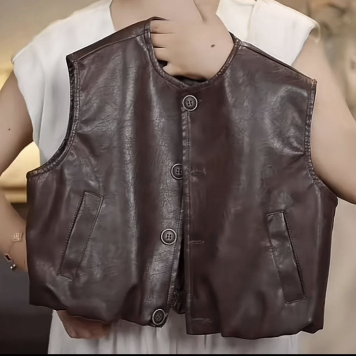 Áo vest trẻ em mùa thu mới áo khoác da bé trai đẹp trai áo vest bé mặc ngoài phong cách