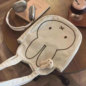 Miffy Rabbit Túi Tote Di Động Dung Tích Lớn Ren Định Thời Trang Túi Thêu Bé Gái Mùa Thu Đông T
